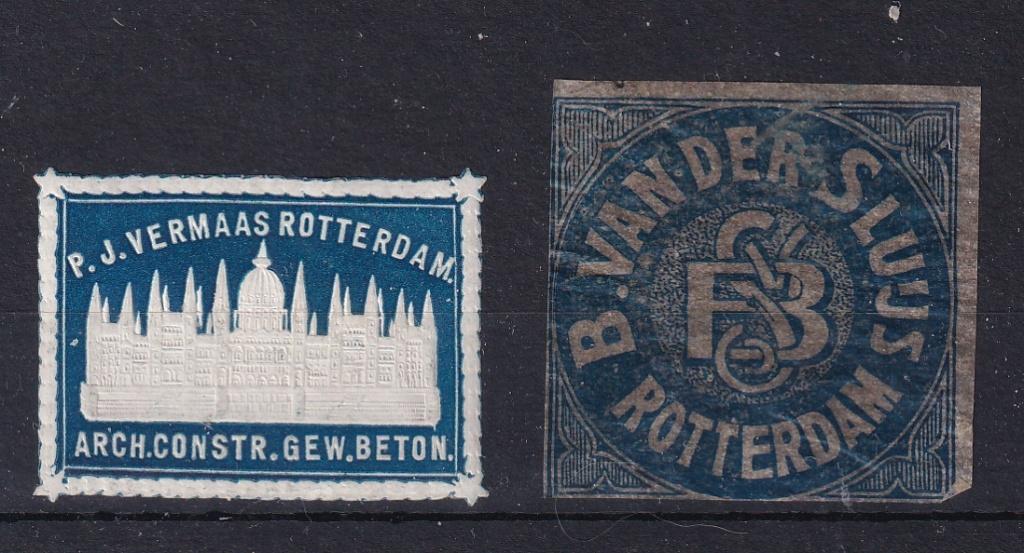 A64) 2 x oude vignetten Rotterdam, Verzenden, T/m 1940, Postfris