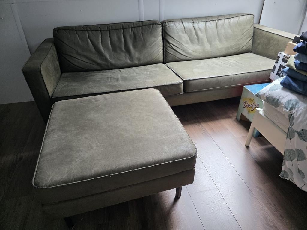 WOOOD bank + hocker van ecoleer, Ophalen, Gebruikt, Minder dan 75 cm, 150 tot 200 cm