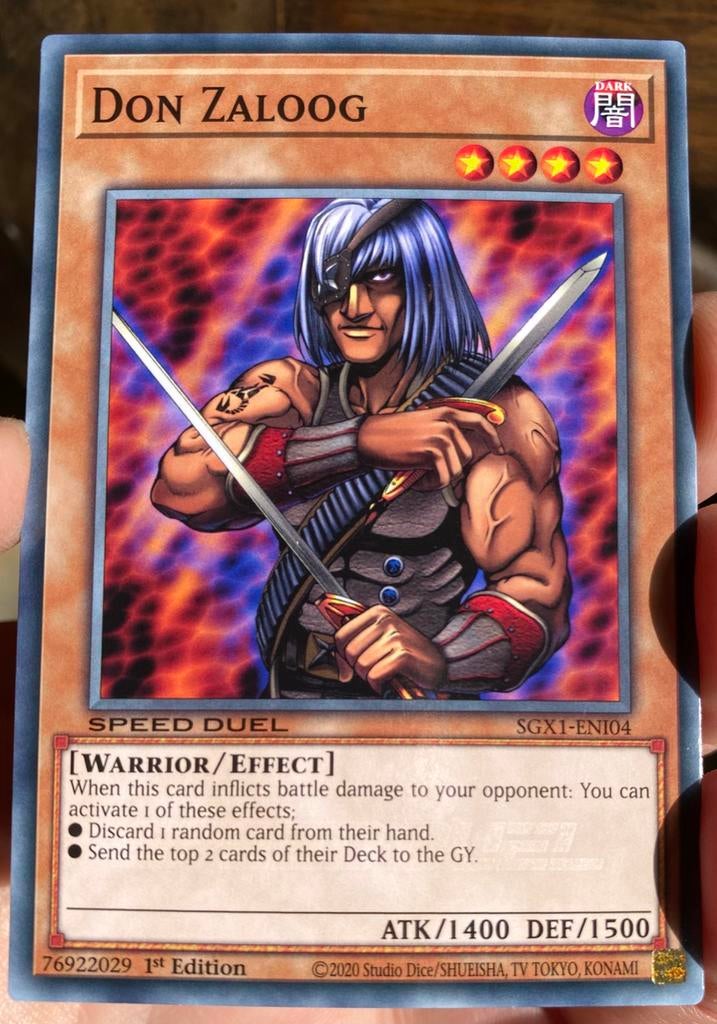 Yu-Gi-Oh! Don Zaloog SGX1 1st Edition !, Ophalen of Verzenden, Zo goed als nieuw, Losse kaart