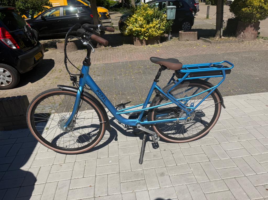 Blauwe popal elektrische fiets, Zo goed als nieuw, Versnellingen, 0 zitjes, Schijfrem