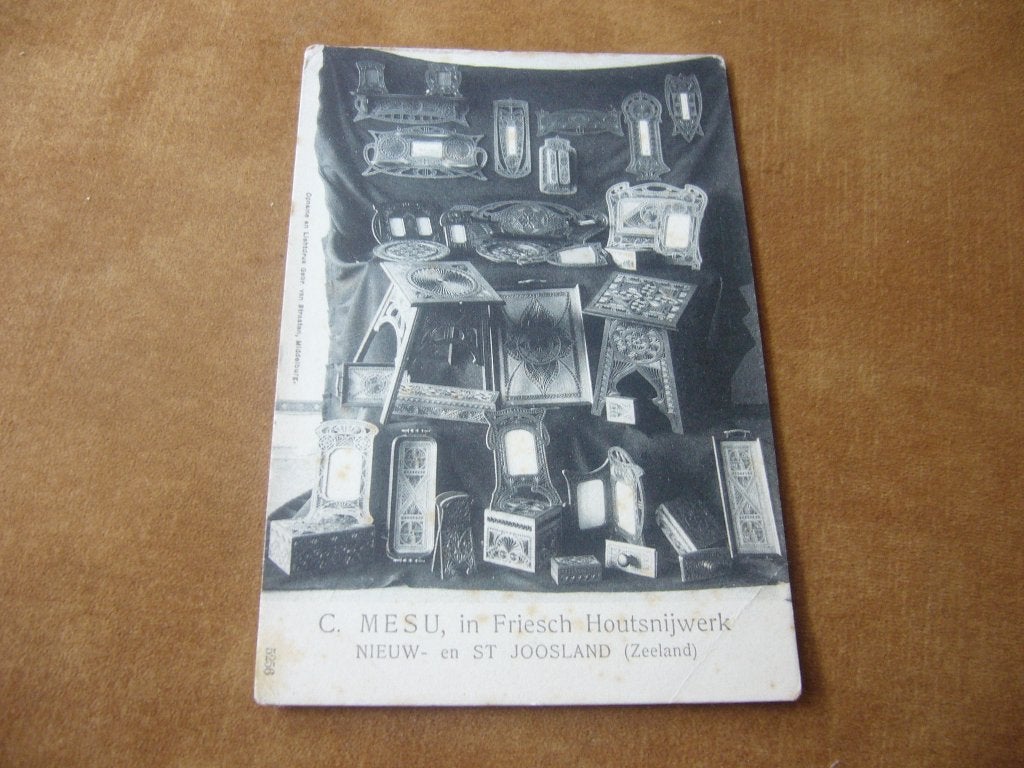 NIEUW EMN ST. JOOSLAND Z. = C. MESU IN FRIESCH HOUTSNIJWERK, Ophalen of Verzenden, Voor 1920, Ongelopen, Zeeland