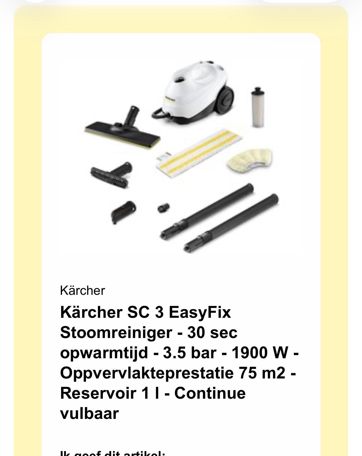 Kärcher SC 3 EasyFix Stoomreiniger - Snel en Krachtig, Ophalen, Gebruikt, Overige typen