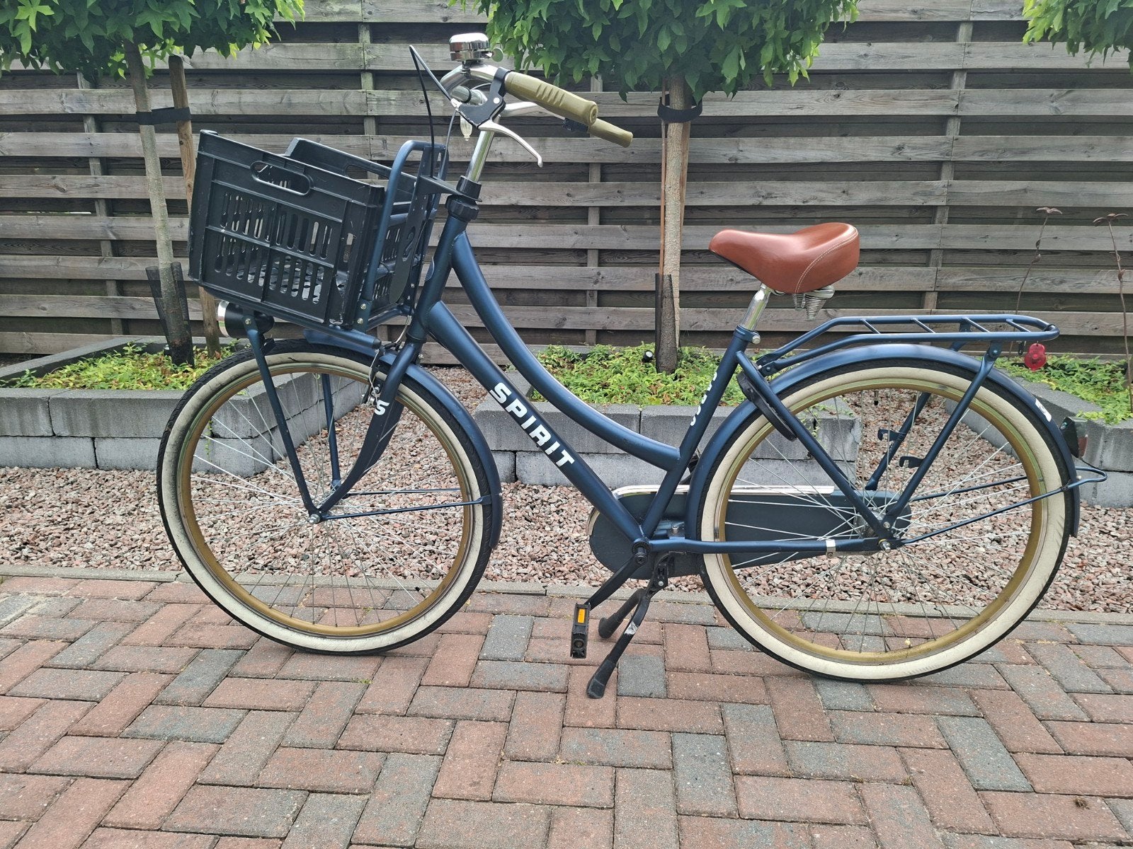 Spirit Cargofiets met voordrager en mand - Blauw, Terugtraprem, 50 tot 53 cm, Ophalen, Overige merken