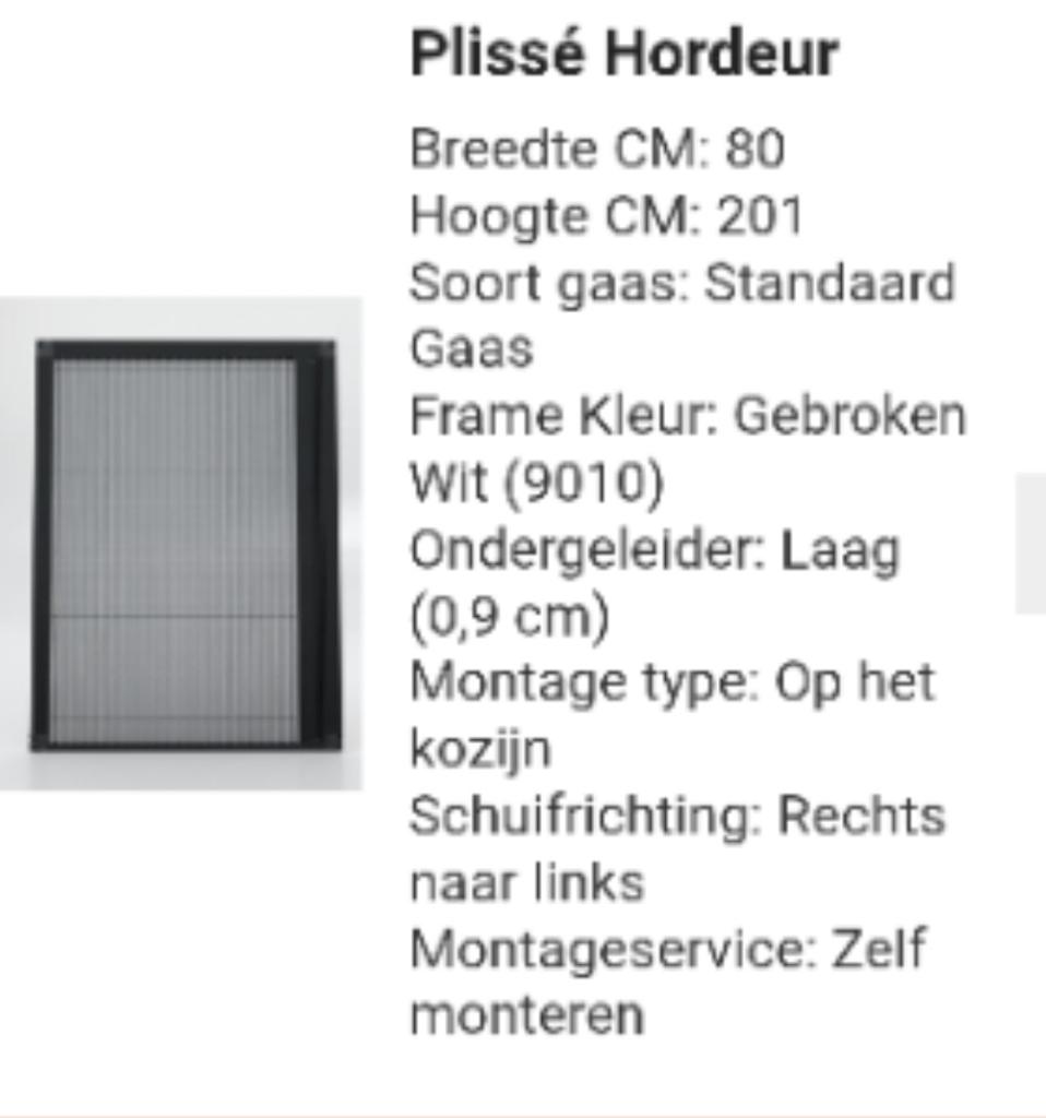 Plissé hordeur, Ophalen, 80 tot 100 cm, Hordeur, Nieuw