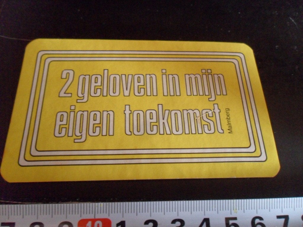sticker malmberg 2 geloven in mijn eigen toekomst, Verzamelen, Ophalen, Zo goed als nieuw