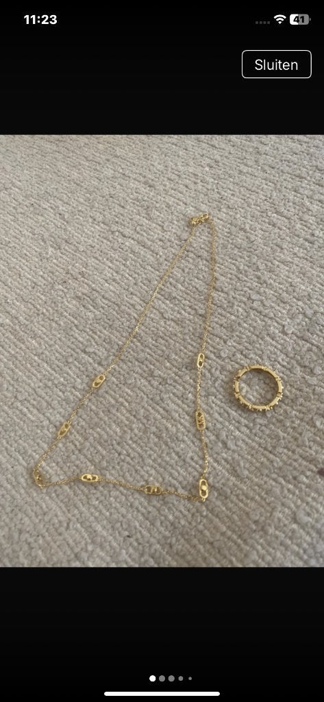 Michael Kors ketting plus ring, Ophalen of Verzenden, Zo goed als nieuw, Goud, Overige materialen