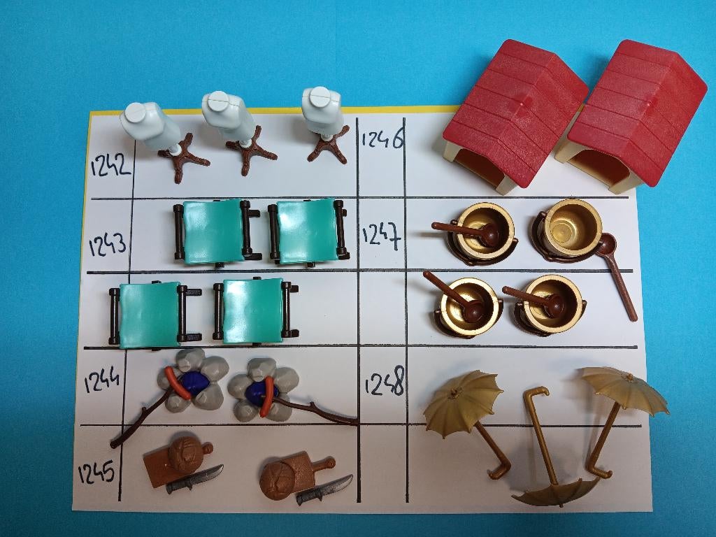 Playmobil Onderdelen 1242-48 Stoel Pot Rek Paraplu, Verzenden, Gebruikt, Los playmobil