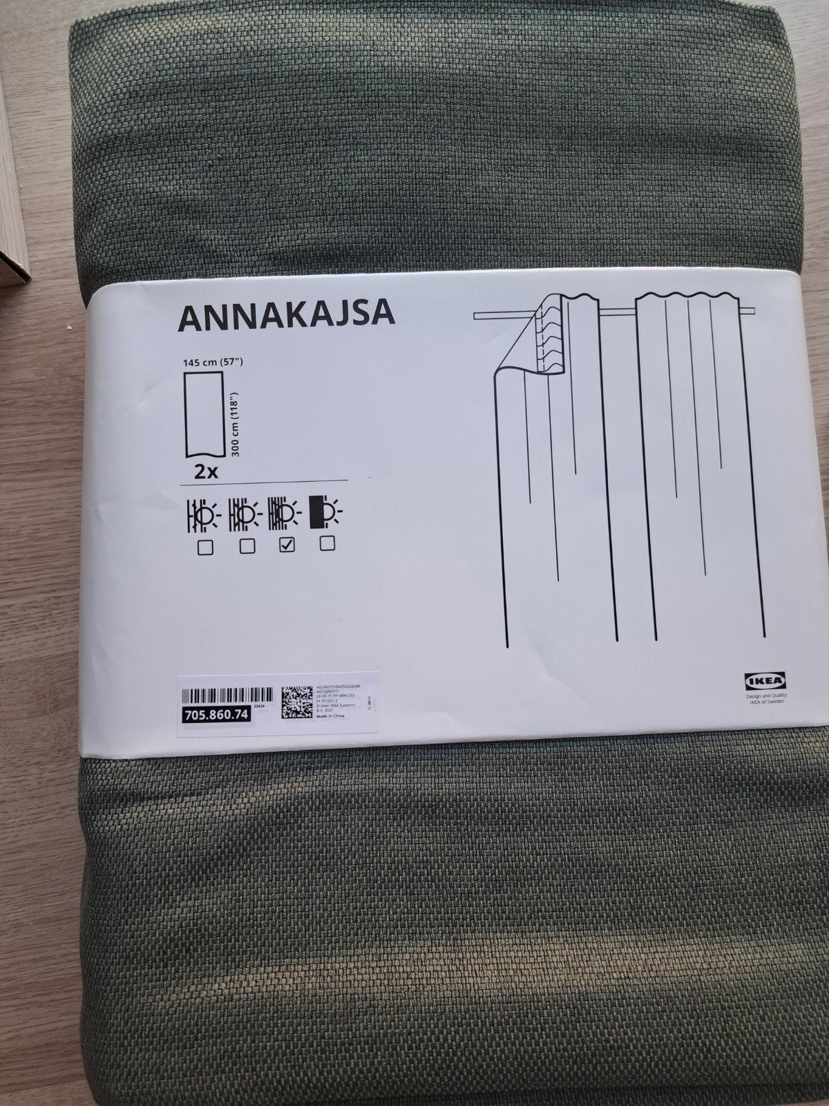 Nieuw Annakajsa Groen Gordijn, Ophalen, 300 cm, Verduisterend, Gordijn