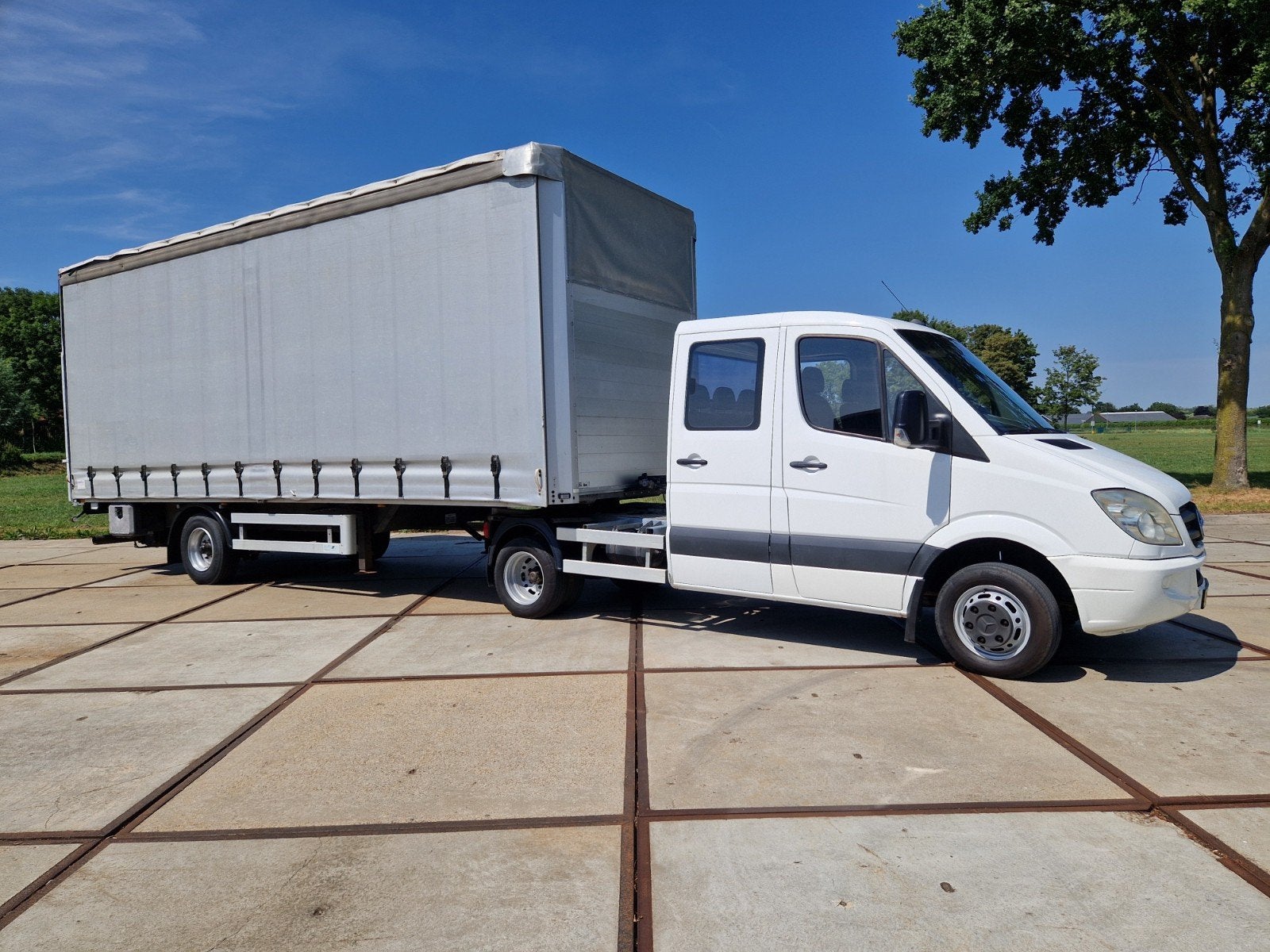 BE combinatie Mercedes Sprinter 2008 oplegger met laadklep, Auto's, 13 km/l, Zwart, 4 cilinders, Wit