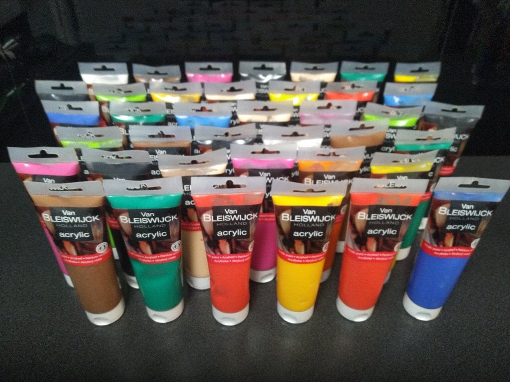 Grote partij acrylverf - Van Bleiswijck & Amsterdam, Ophalen of Verzenden, Gebruikt, Acrylverf