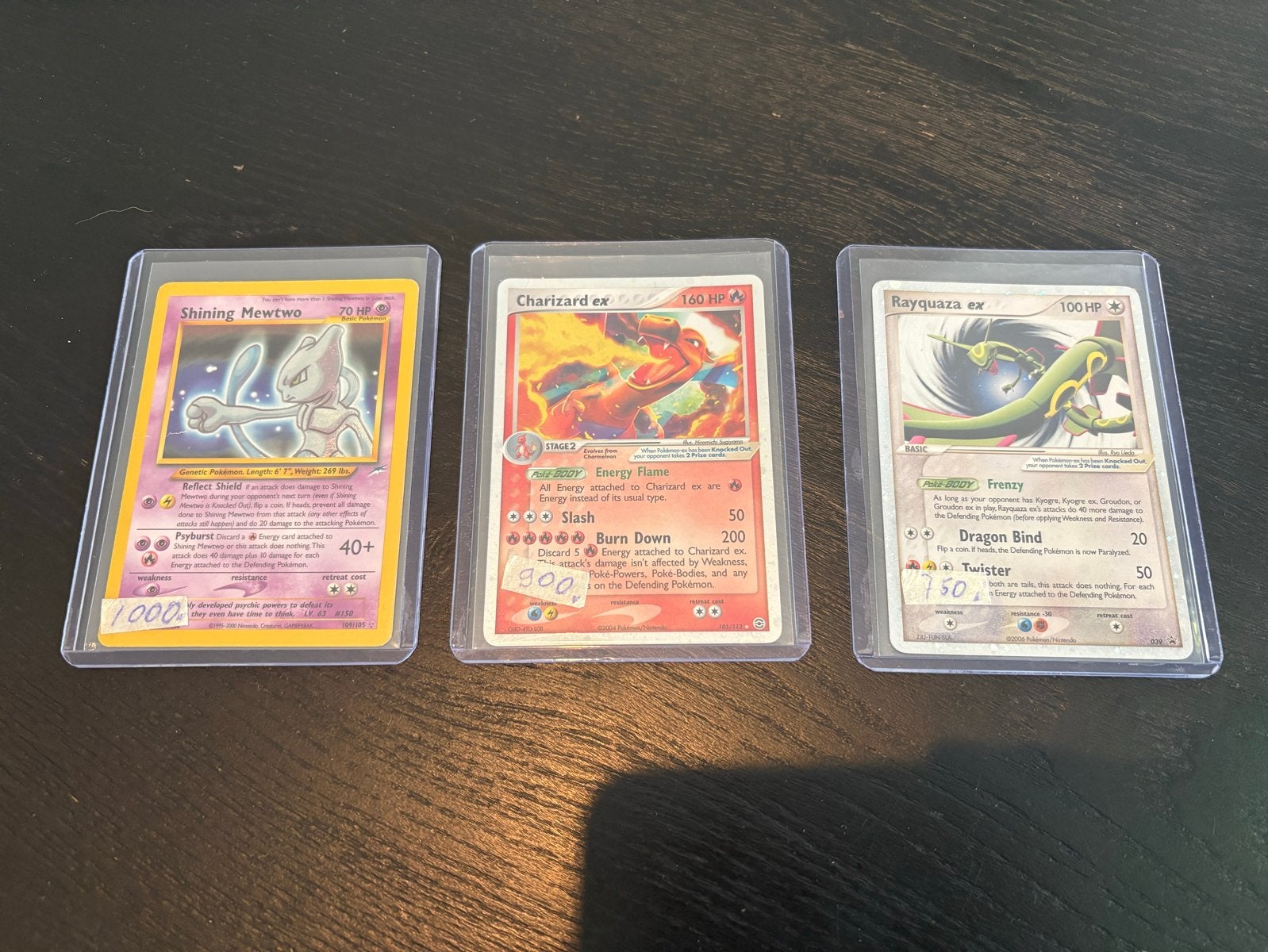 Vintage - Shining Mewtwo, Charizard/Rayquaza ex + PSA slabs, Ophalen of Verzenden, Zo goed als nieuw, Meerdere kaarten, Foil