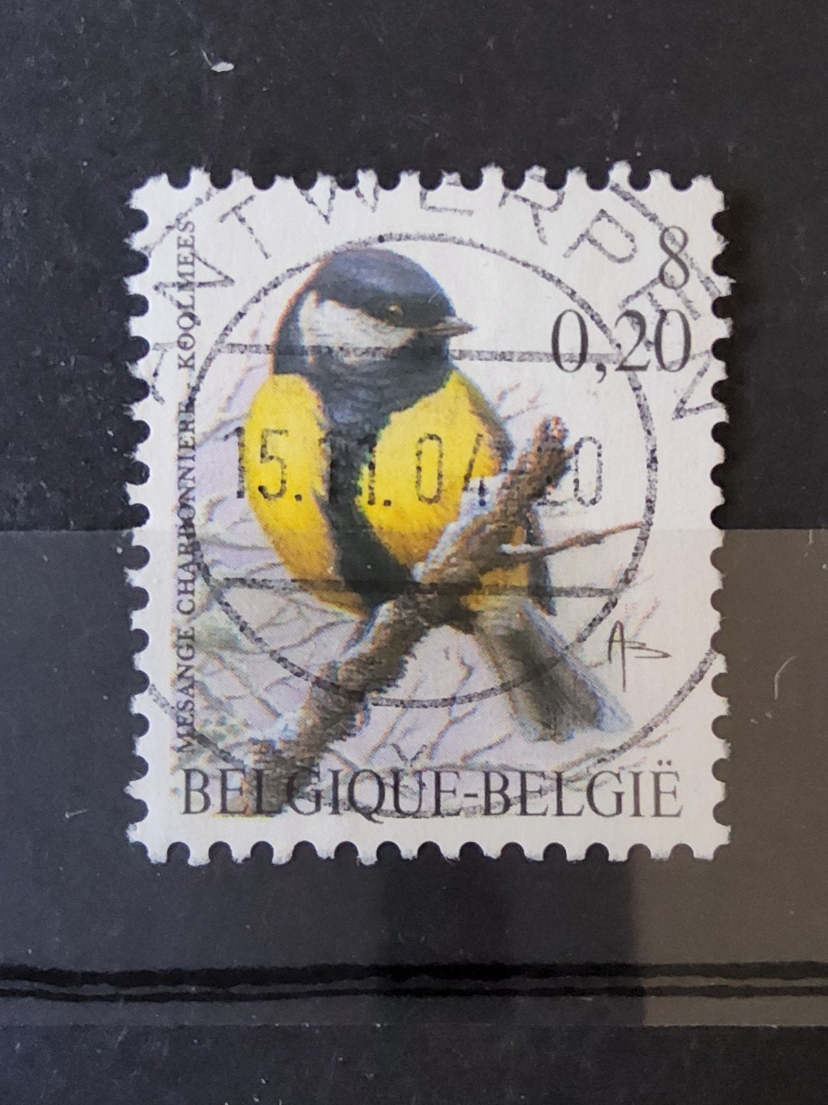 postzegel België koolmees, Ophalen of Verzenden