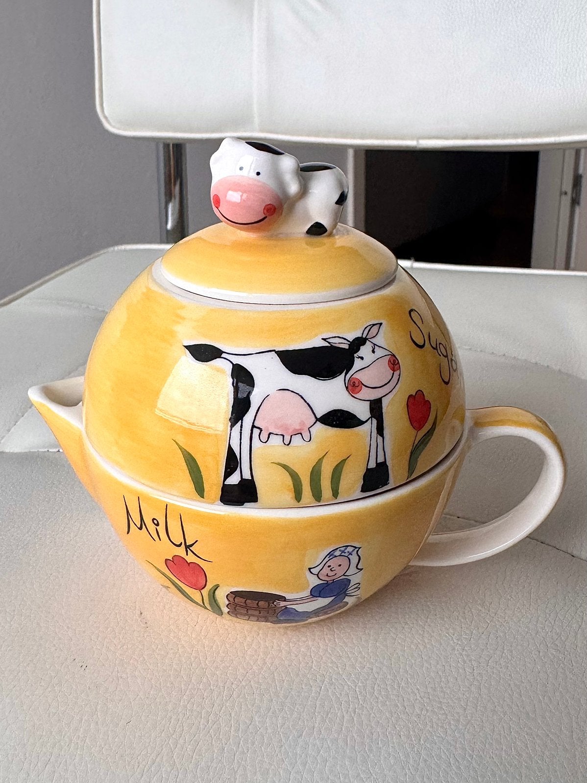 Koeien melk en suikerset Bosman Holland 3 delig servies, Huis en Inrichting, Keuken | Servies, Overige merken, Keramiek, Overige typen