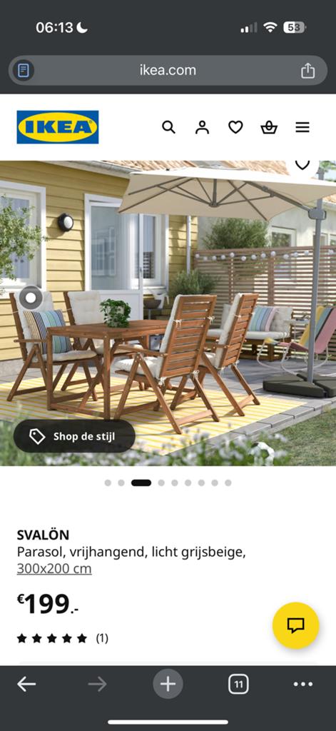 SVALÖN Parasol, Tuin en Terras, Parasols, Gebruikt, Zweefparasol, 1 tot 2 meter, Verstelbaar, Ophalen