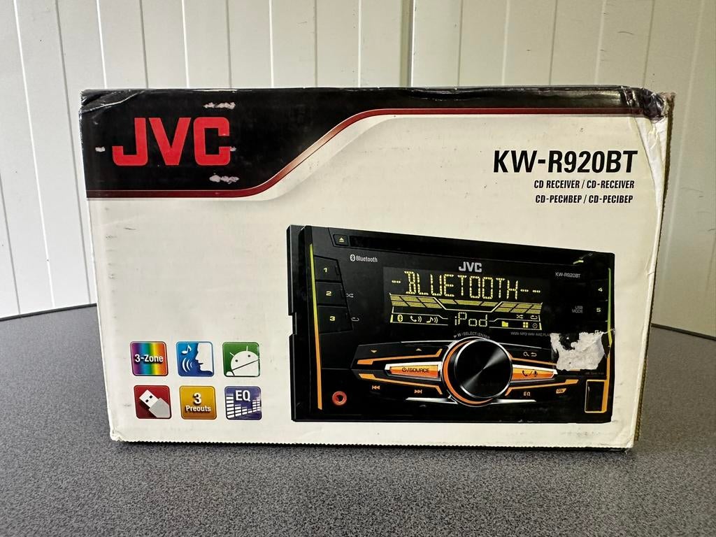 JVC KWR920BT dubbel DIN USB CD-receiver AUX-ingang Bluetooth, Ophalen of Verzenden, Zo goed als nieuw