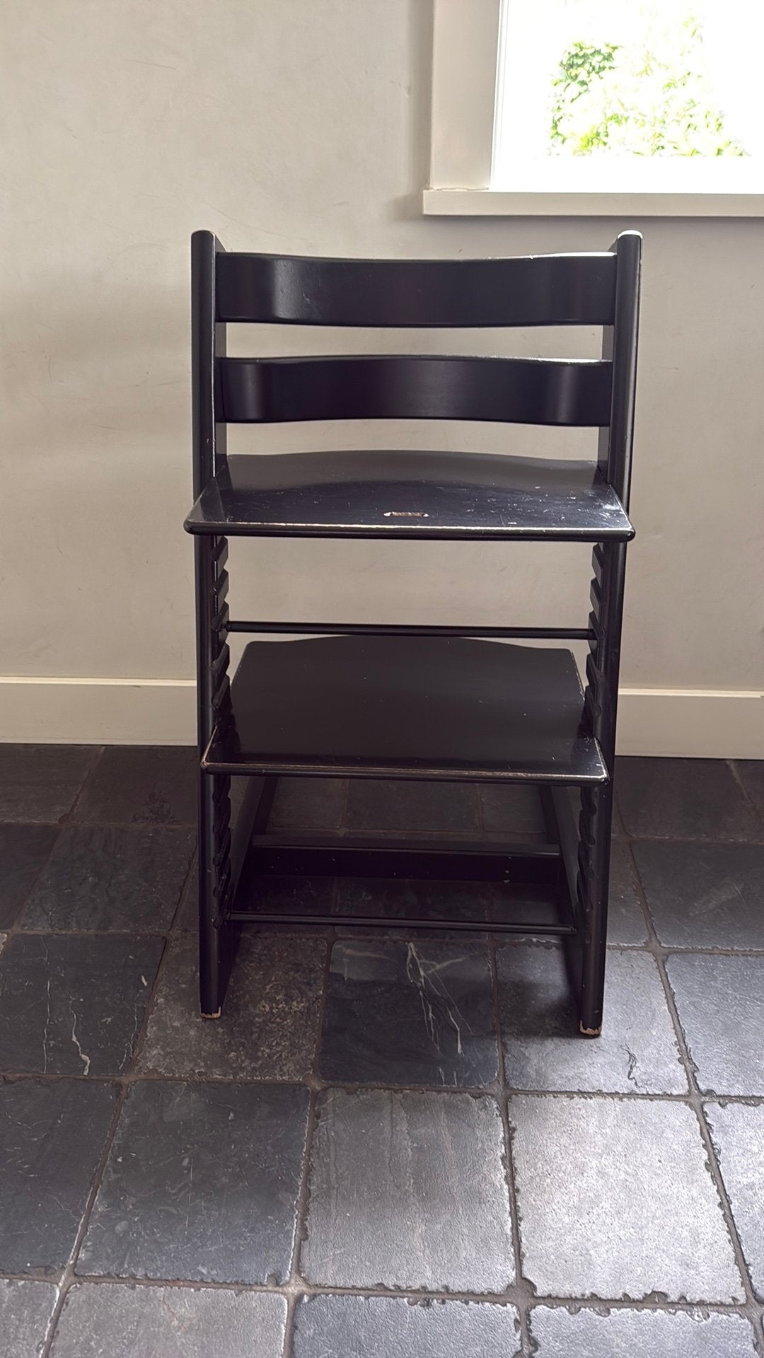 Stokke Tripp Trapp zwart, met baby en newborn set, Ophalen, Gebruikt, Meegroeistoel