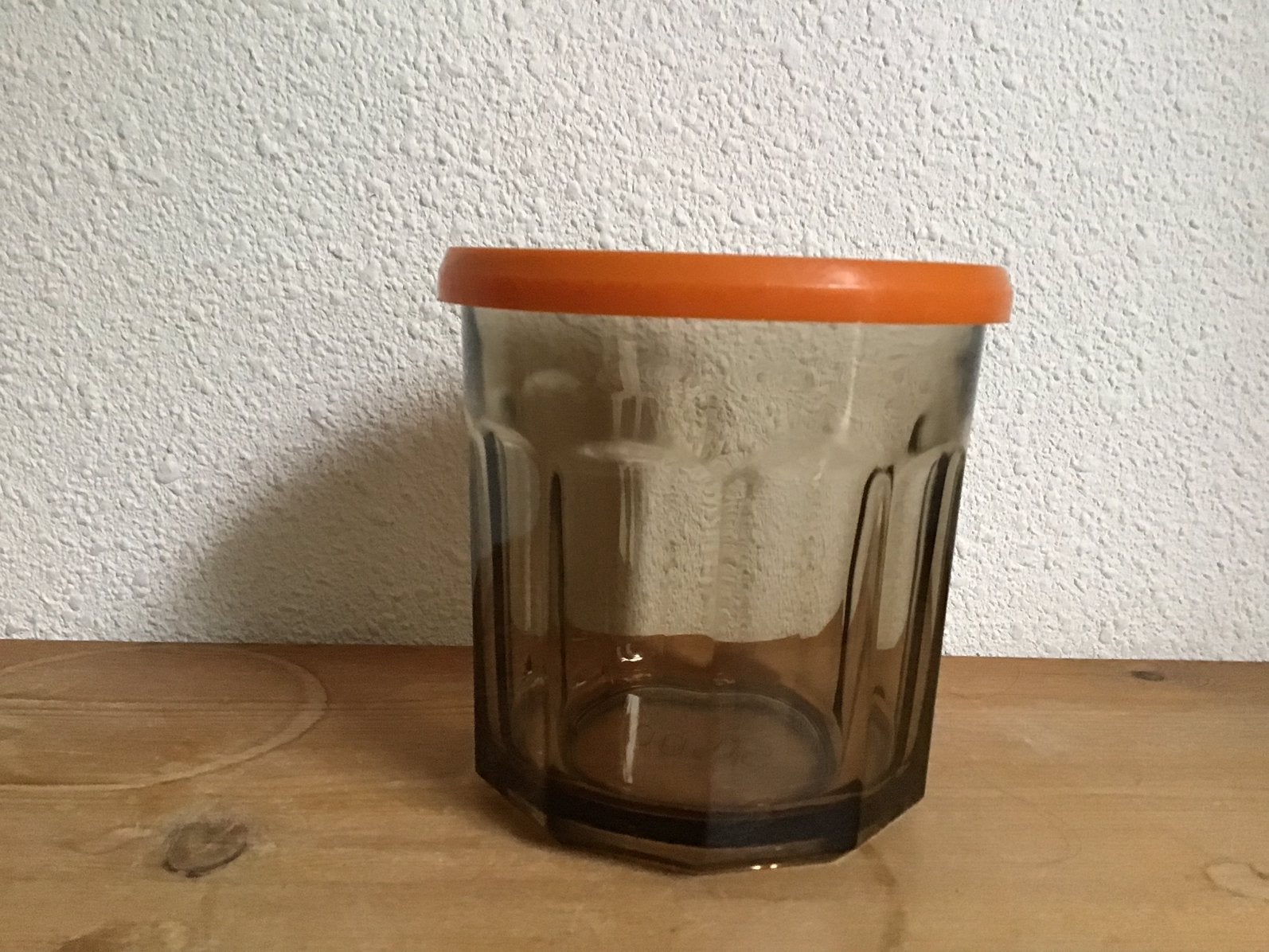 arcoroc /Arcopal vintage voorraadpotten, rookglas met oranje, Ophalen of Verzenden, Huis en Inrichting