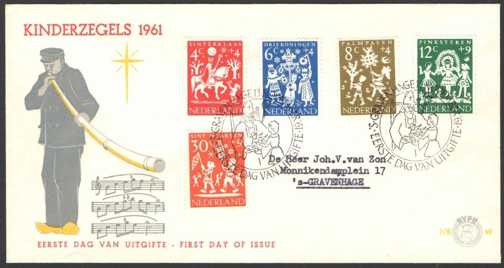 Nederland FDC E49 Met Adres, Kinderpostzegels 1961, Postzegels en Munten, Postzegels | Eerstedagenveloppen, Ophalen of Verzenden