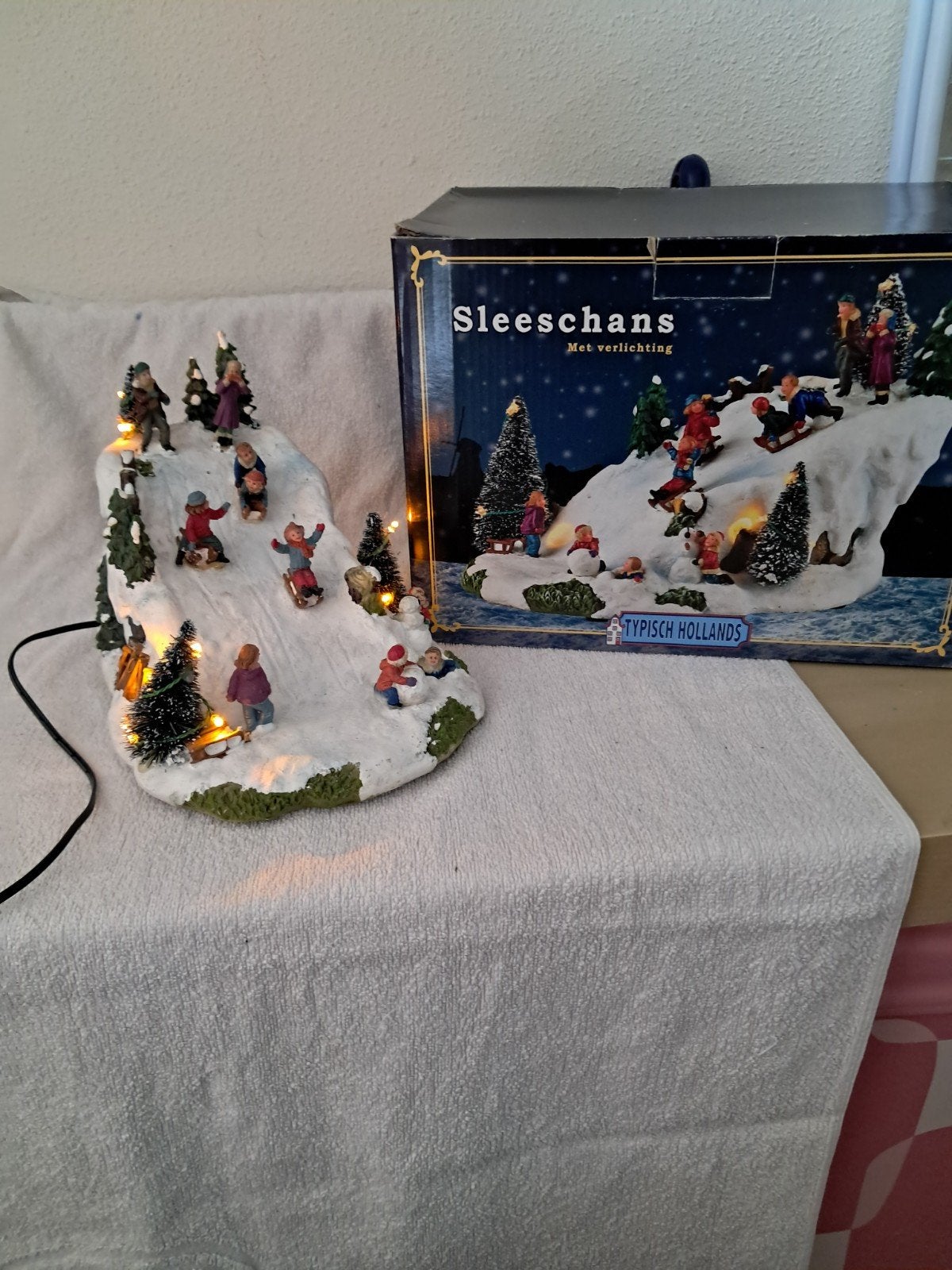 Kerst Typisch Hollands Sleeschans,met adapter en doos, Diversen, Ophalen of Verzenden, Gebruikt