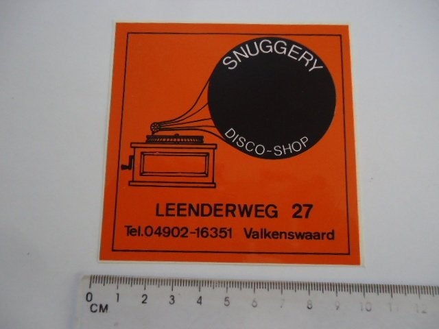 sticker Valkenswaard SNUGGERY disco grammofoon plaat vinyl, Verzenden, Zo goed als nieuw
