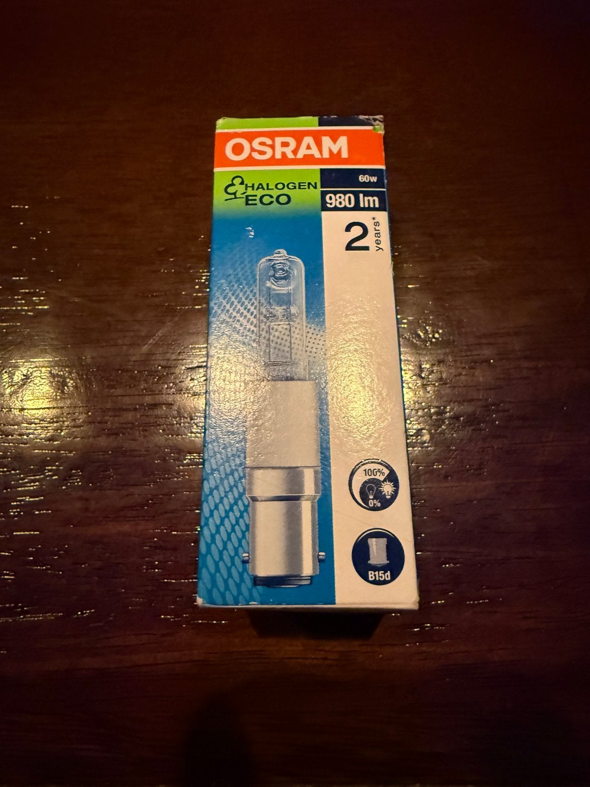 Osram 60W Halolux Ceram Eco 64406 B15d halogeen lamp 230V NW, Osram, 60 watt of meer, Dimbaar, Nieuw