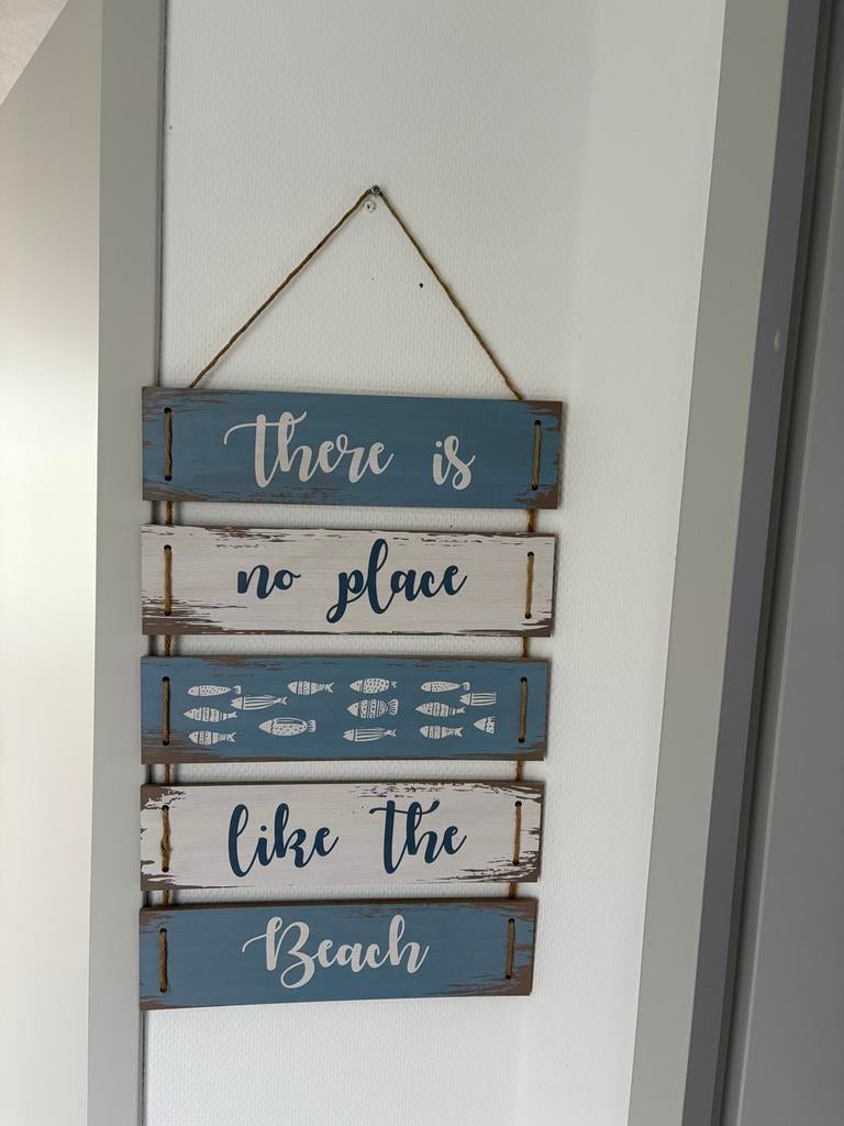 Wanddecoratie 'No Place Like The Beach' - Hout, Wandhanger, Hout, Ophalen of Verzenden, Zo goed als nieuw