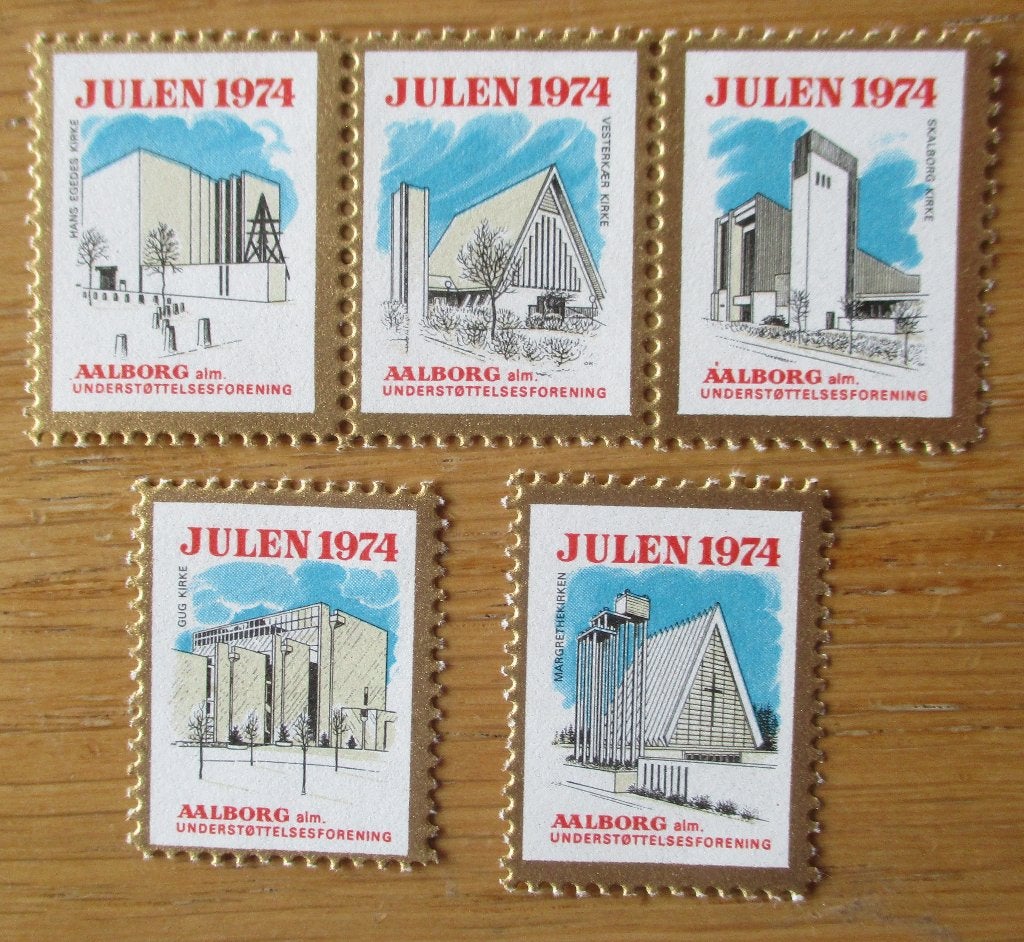 Denemarken Aalborg, serie Kerstzegels 1974, Ophalen of Verzenden, Denemarken, Postfris