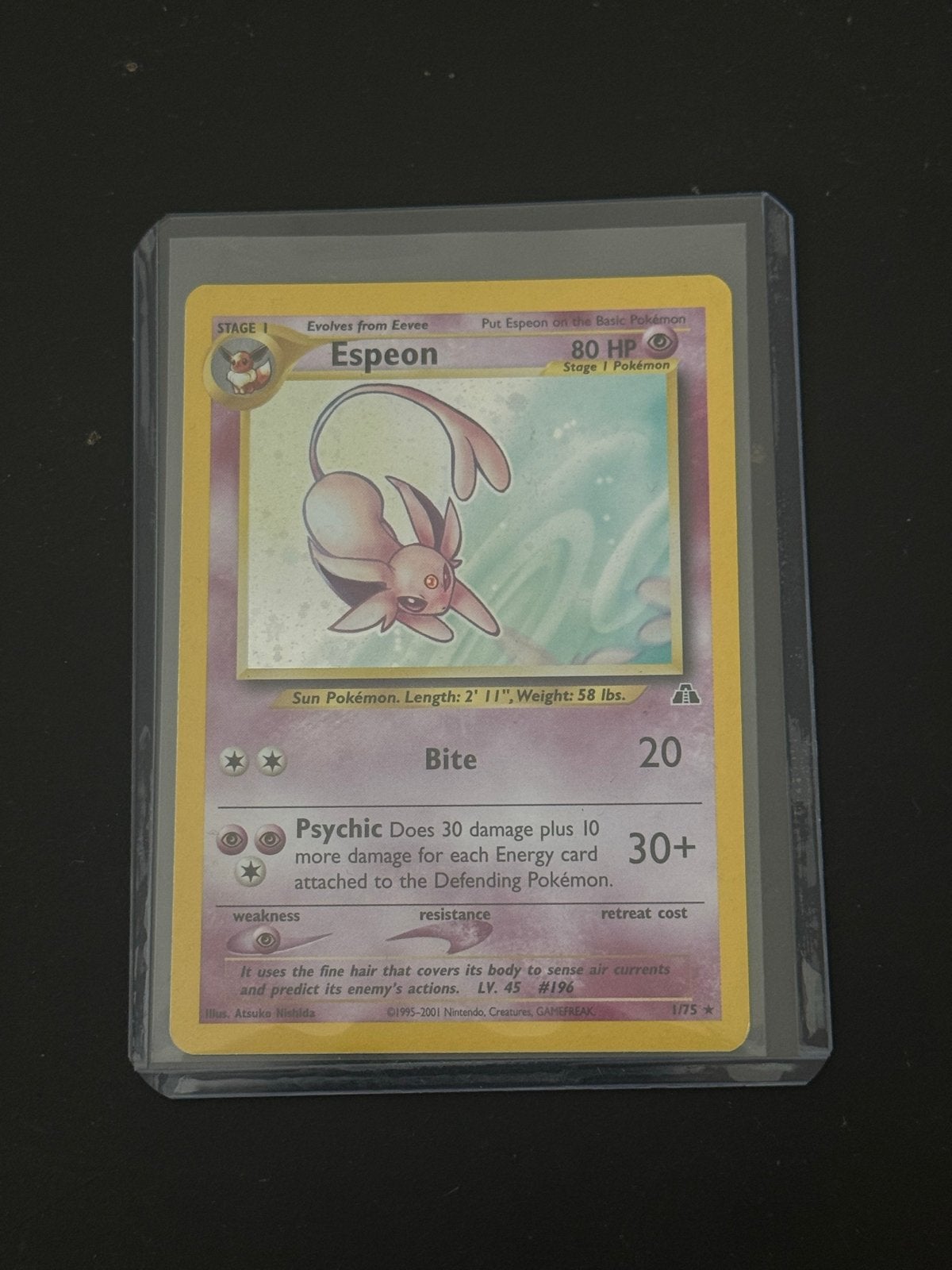Pokémon Espeon 1/75 Neo Discovery Holo Rare (Ex/NM-), Verzenden, Zo goed als nieuw, Losse kaart, Foil