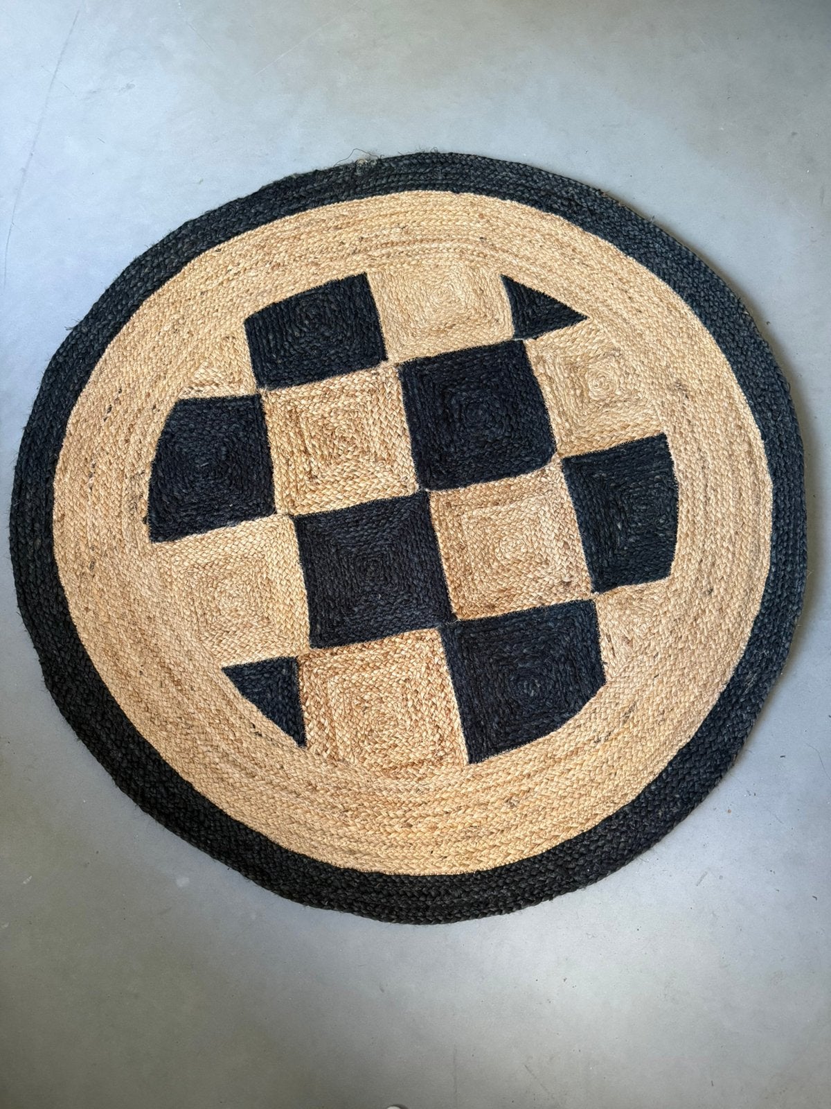 Jute vloerkleed VanRene, Ophalen, 100 tot 150 cm, Rond, Nieuw