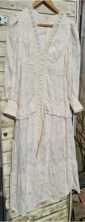 Jurk wit vintage stijl bohemian of boho maat 38 nieuwstaat, Maat 38/40 (M), Wit, Ophalen of Verzenden, Zo goed als nieuw