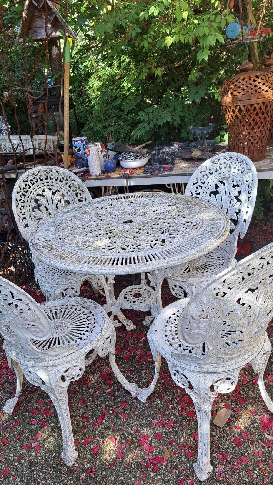 Antieke  tuinsetje.s - 4 stoelen en tafel, Antiek en Kunst, Ophalen