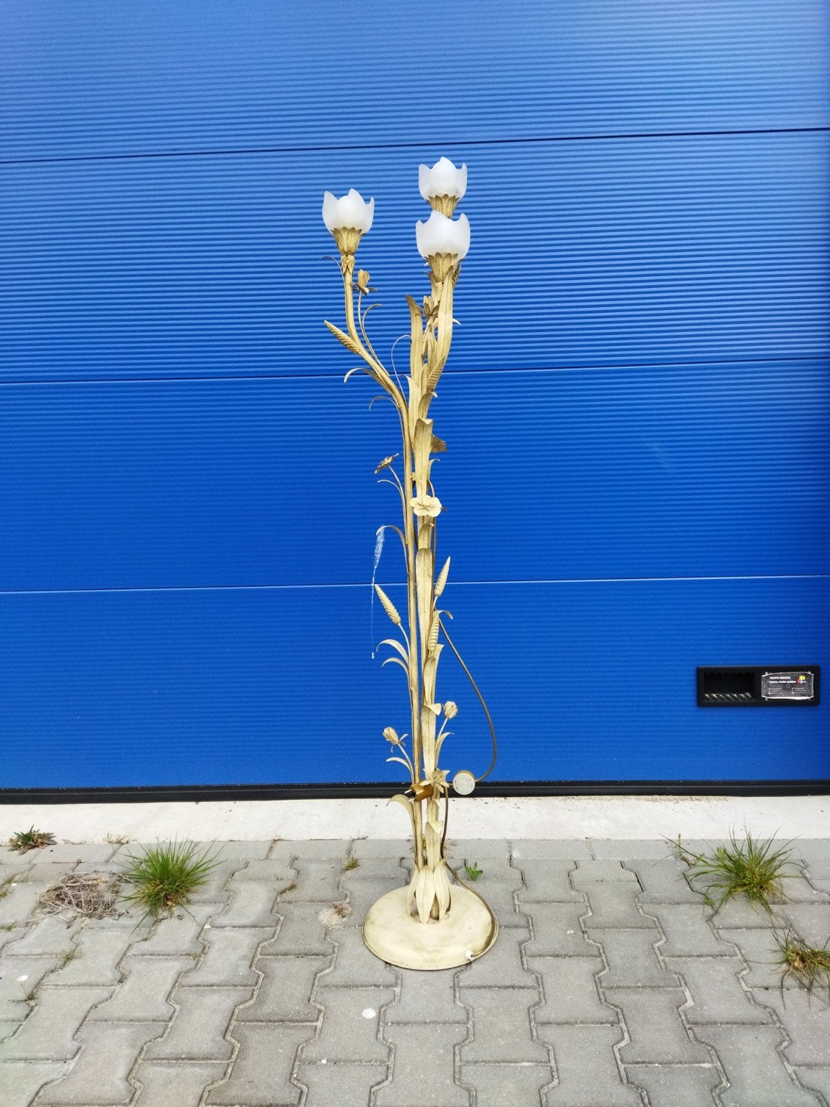 Vintage Gouden Bloemen Vloerlamp met 3 Lichtpunten, Ophalen