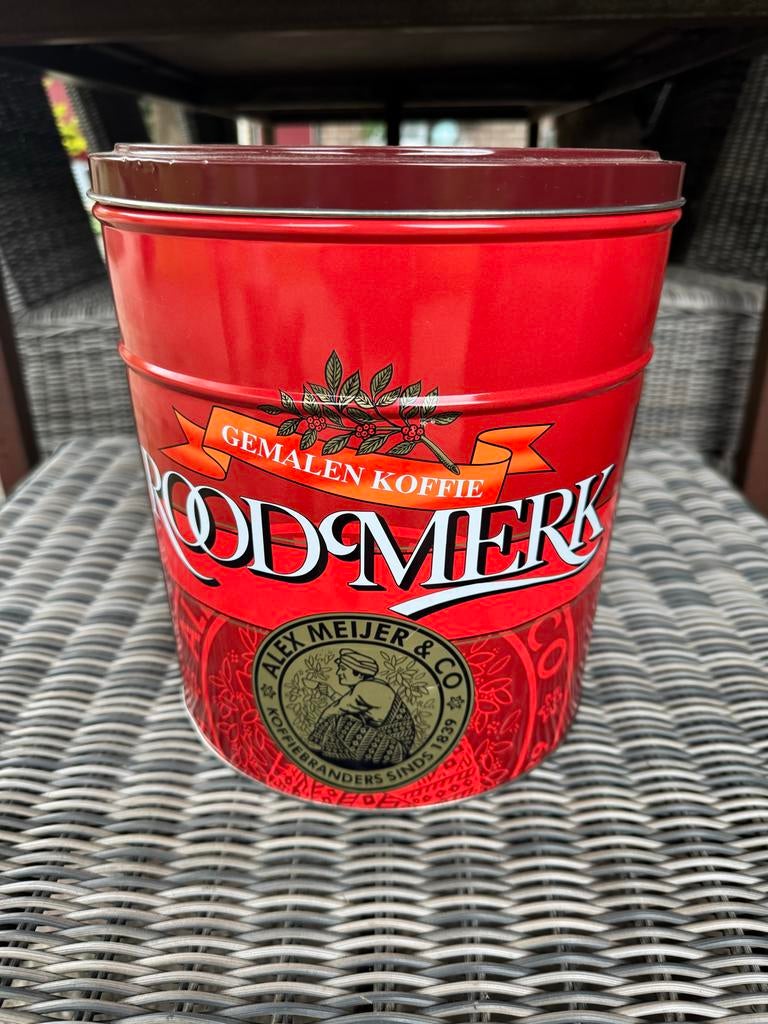 Vintage Roodmerk Koffieblik met Deksel - Rood, Ophalen of Verzenden, Zo goed als nieuw, Overige