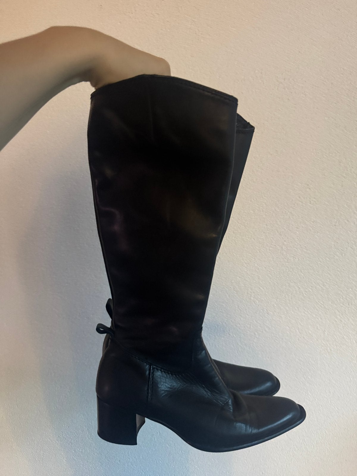 Vintage western zwarte leren cowboy laarzen, Vintage, Hoge laarzen, Vintage, Ophalen of Verzenden
