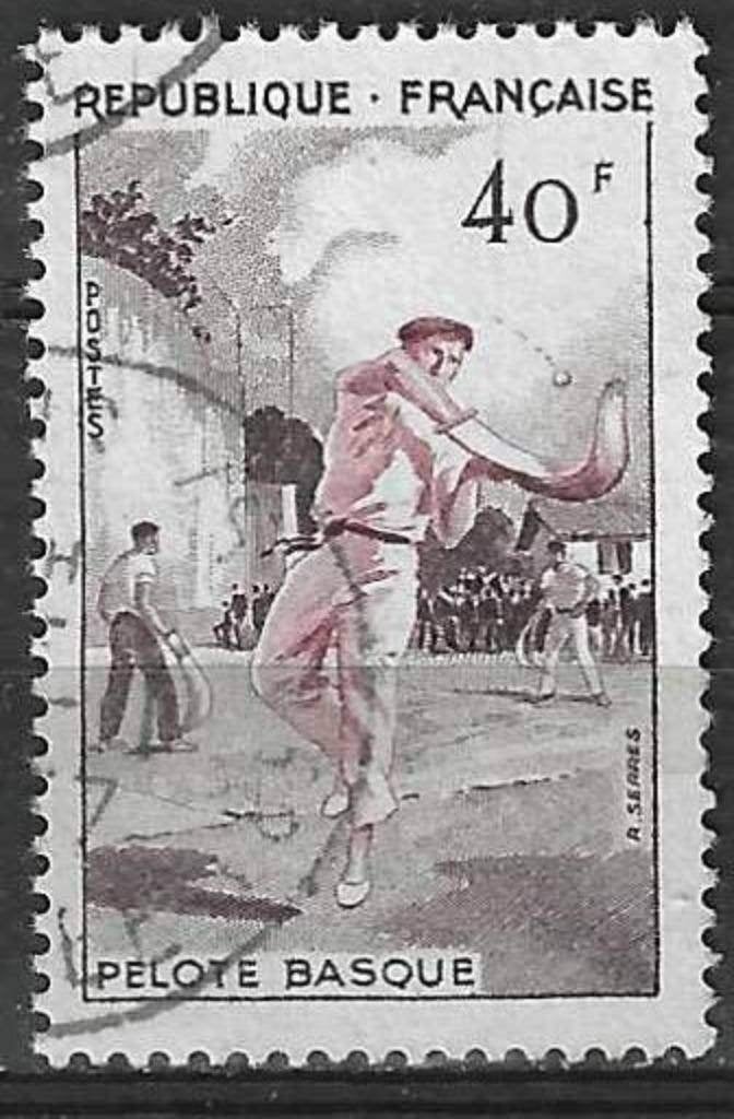 Frankrijk 1956 - Yvert 1073 - Pelota vasca - Baskenland (ST), Verzenden, Gestempeld