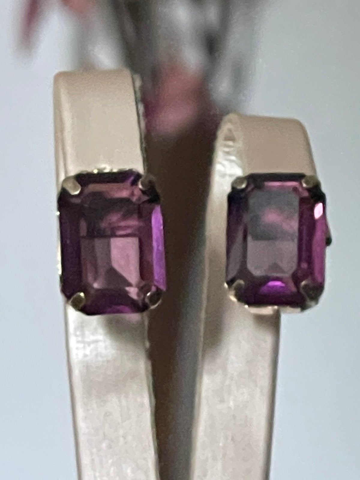 Vintage vermeil oorstekers met facet geslepen glas, Sieraden, Tassen en Uiterlijk, Oorbellen, Ophalen of Verzenden, Zo goed als nieuw