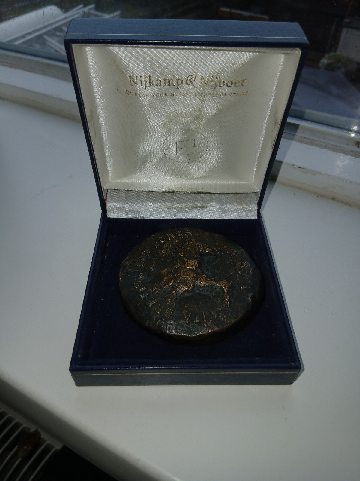 Bronzen medaille 'Vita Brevis Ars Longa' in doosje, Ophalen of Verzenden, Brons, Nederland