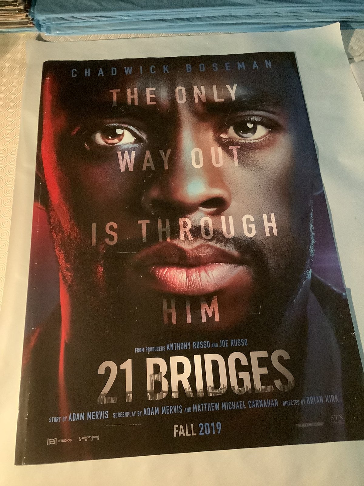 21 BRIDGES   Filmposter Belgie veel gebruikt! 70-100 cm, Ophalen of Verzenden, Zo goed als nieuw, A1 t/m A3, Film en Tv
