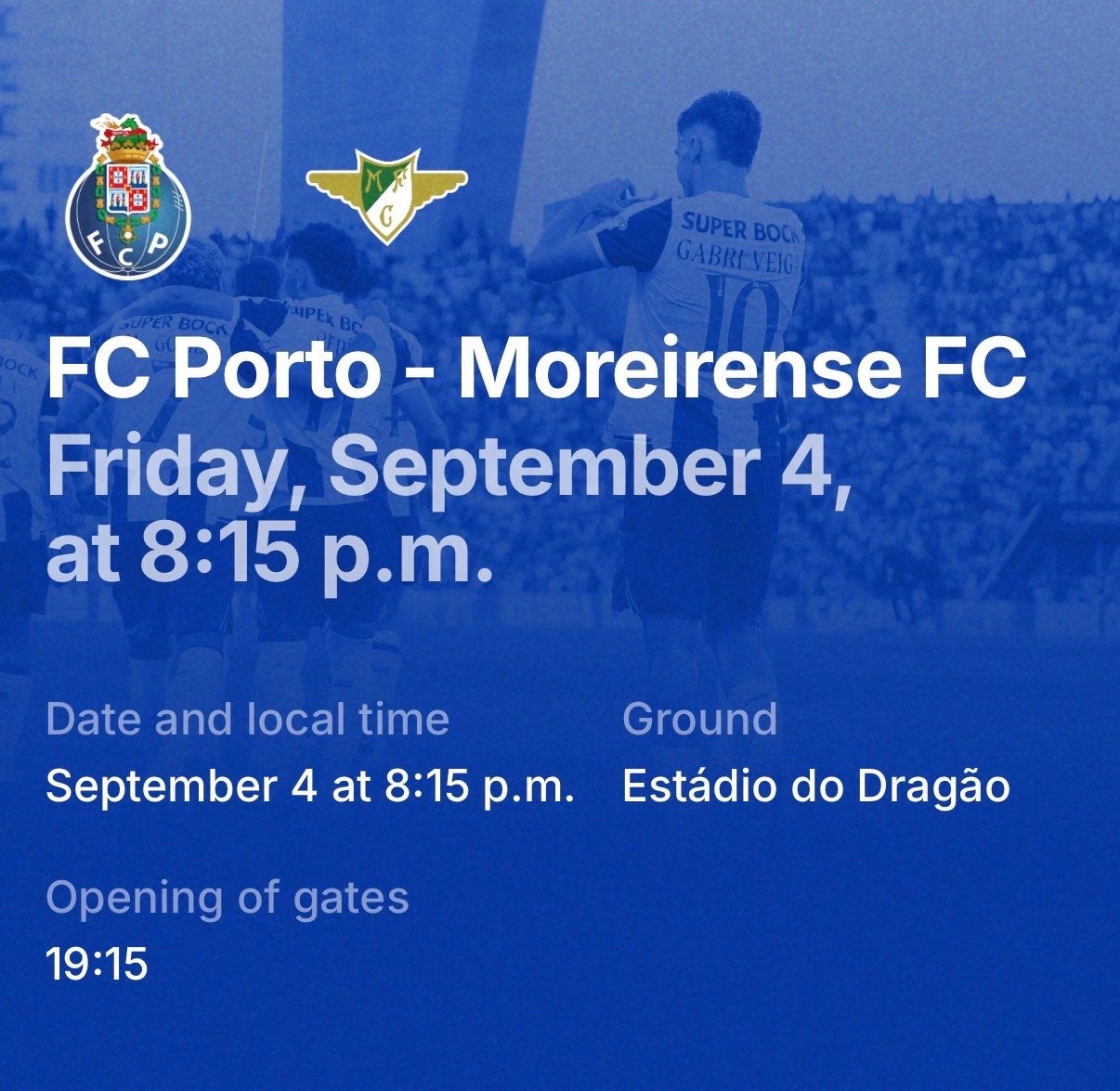 Fc Porto - Moreirense kaartje - vrijdag 4 september, Tickets en Kaartjes, Eén persoon, September