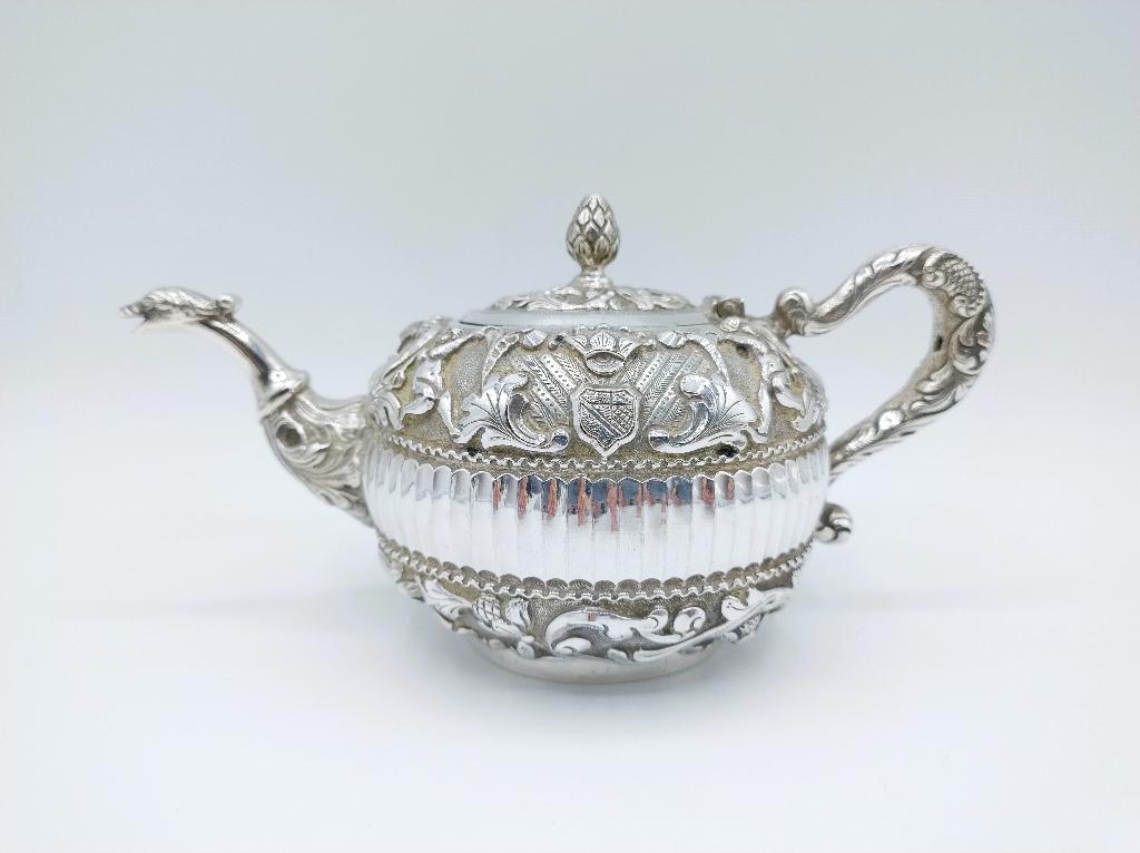 Zilveren theepot, Jan Schijfsma, Sneek, ca. 1860, Verzenden, Zilver