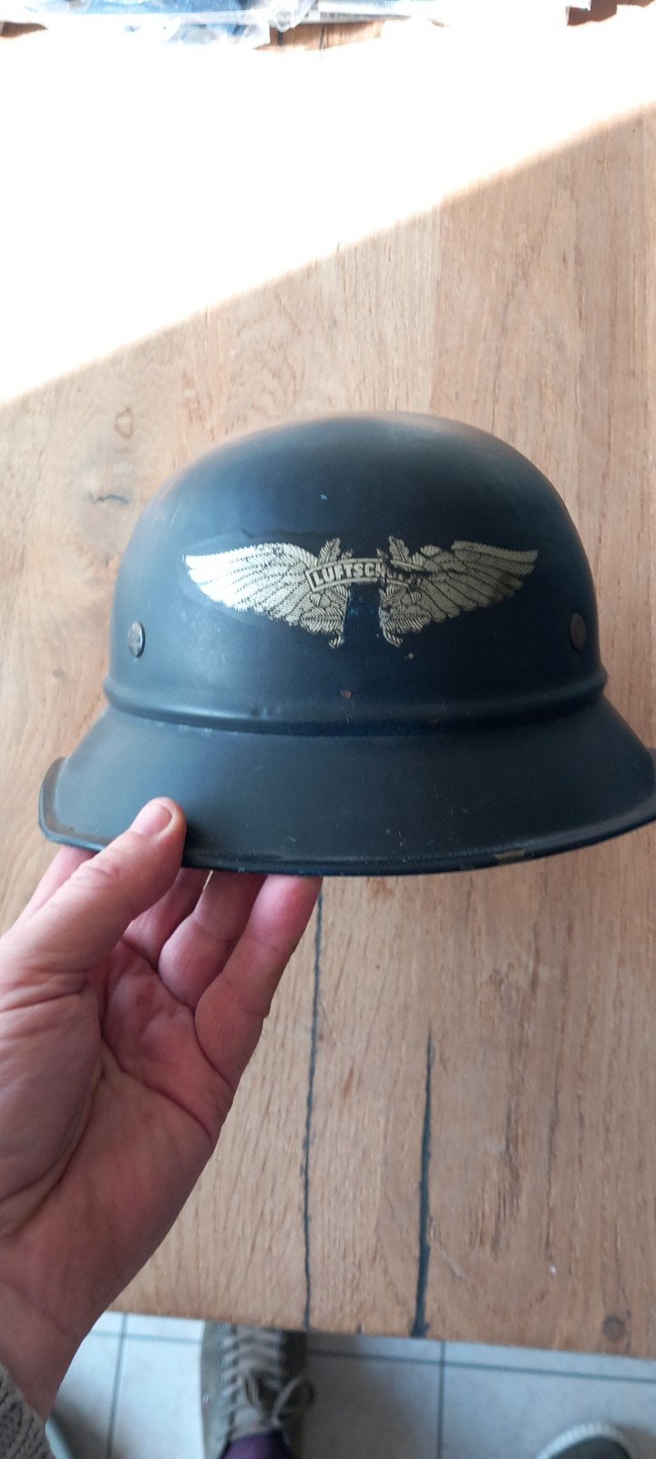 Duitse Helm Luftschutz WO2, origineel, Ophalen of Verzenden, Duitsland, Helm of Baret