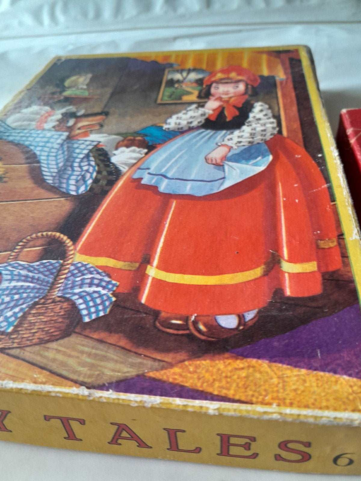 Vintage Legpuzzel Roodkapje en de wolf, Ophalen of Verzenden, Minder dan 500 stukjes, Gebruikt, Legpuzzel
