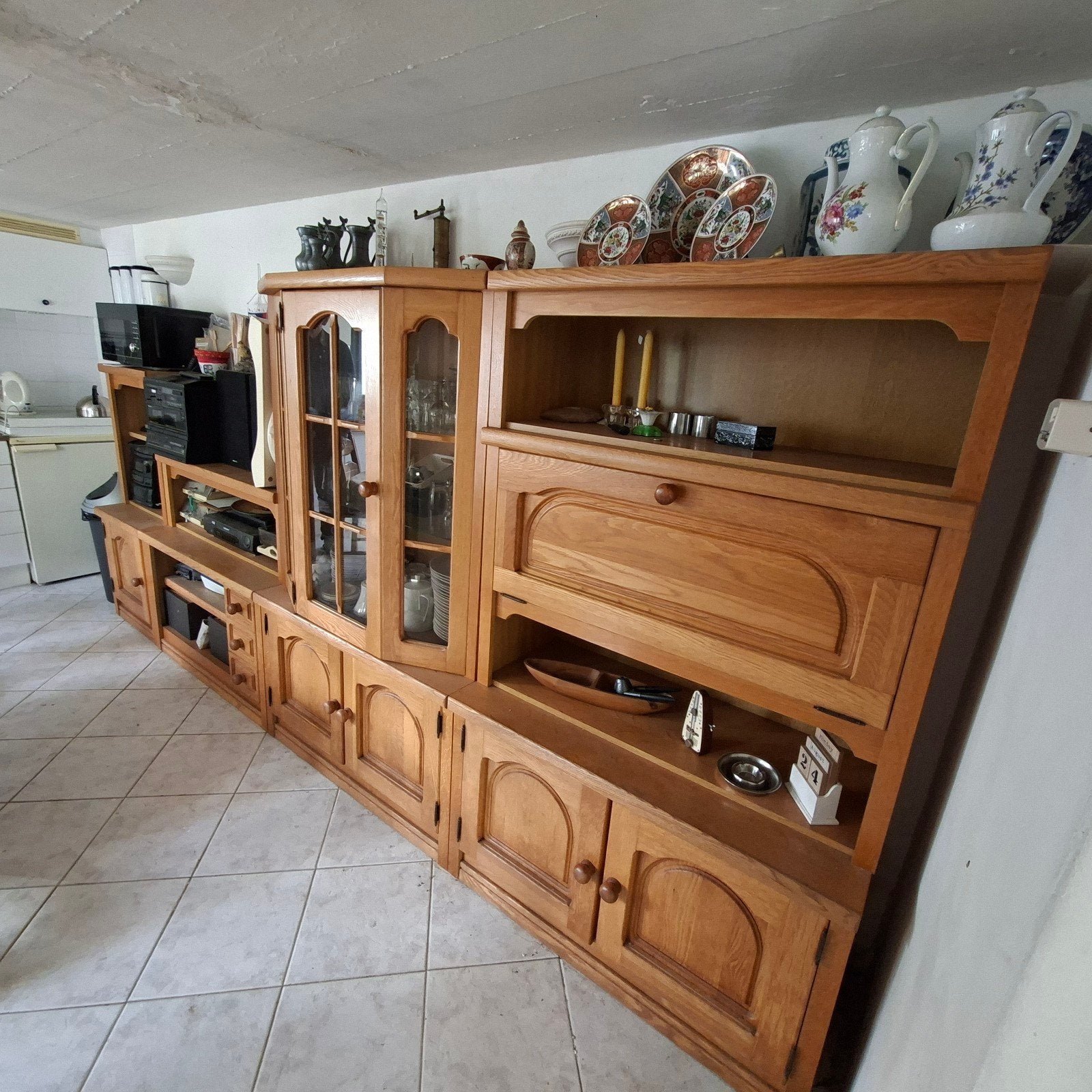 licht eiken wandmeubel, Huis en Inrichting, Ophalen, 200 cm of meer, Zo goed als nieuw, 200 cm of meer