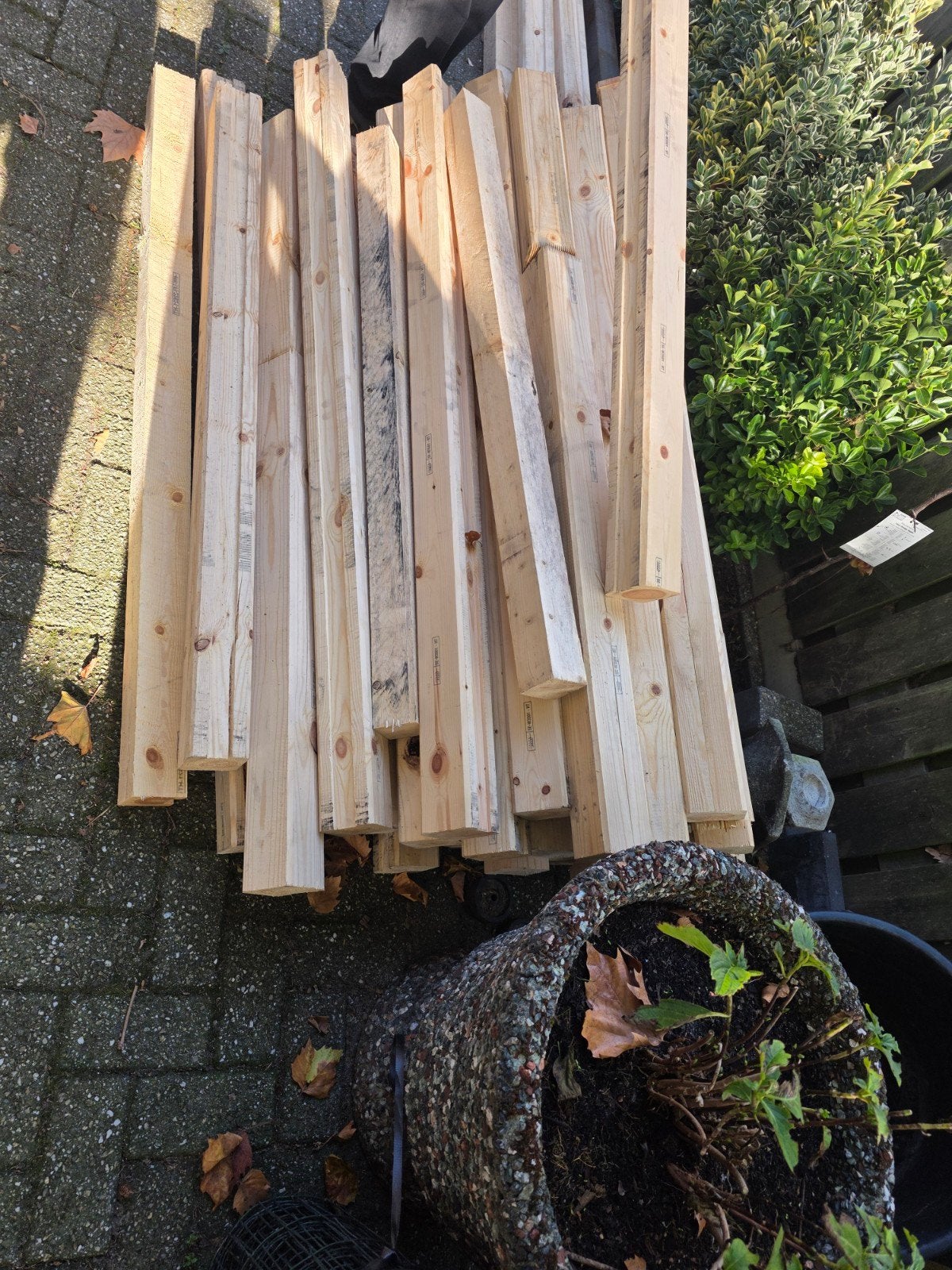 Houten balken 8x8x130 cm, partij van 30-40 stuks, Doe-het-zelf en Verbouw, Ophalen, Gebruikt, 50 mm of meer, Balk