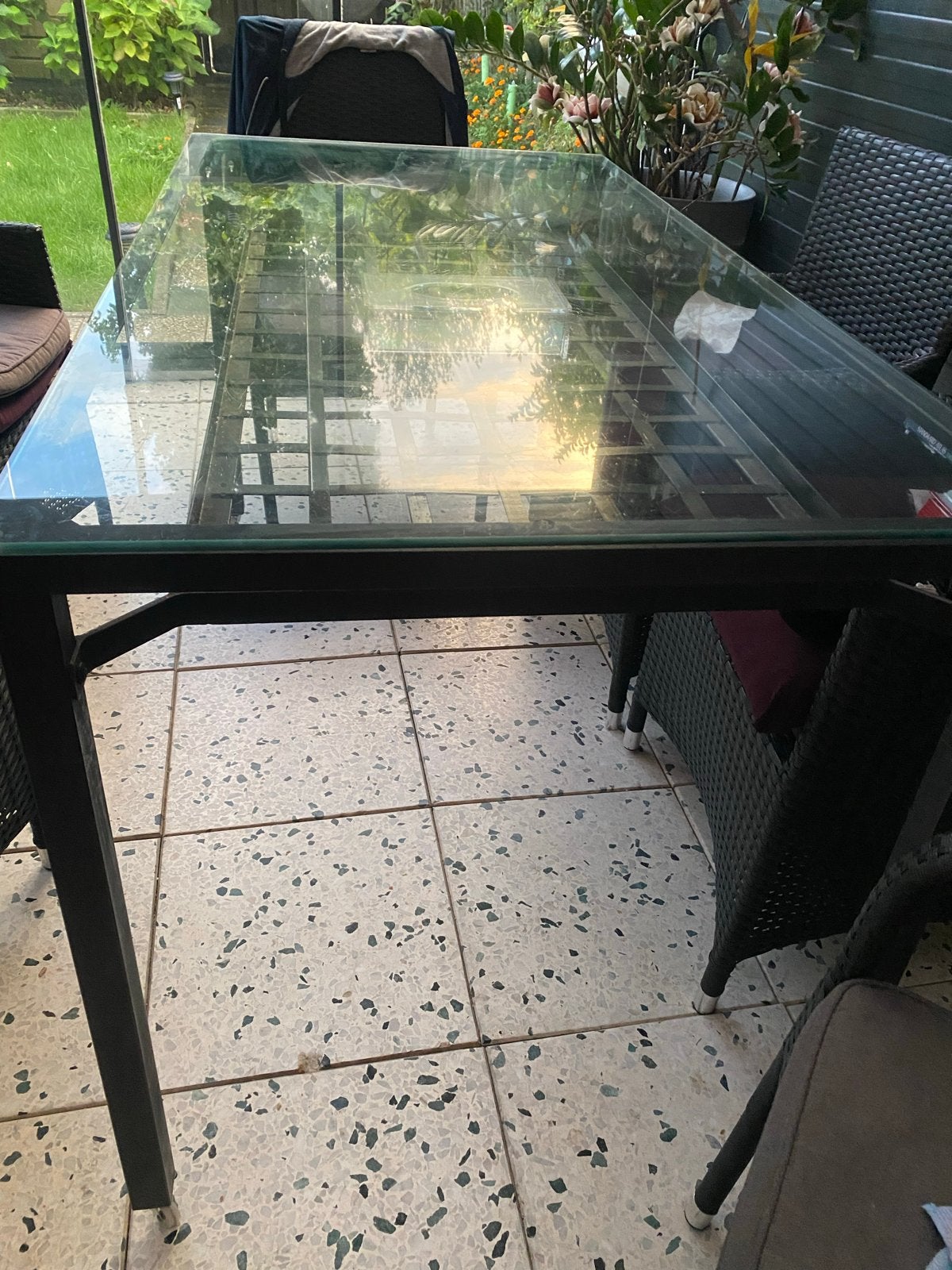 Glazen Eettafel 150x85x75 cm - Modern en Ruim, Ophalen, Gebruikt, Rechthoekig, Metaal