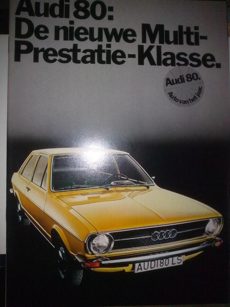 4x Audi 80 brochures folders 1973+1975+veiligheid+kleuren, Ophalen of Verzenden, Zo goed als nieuw, Audi