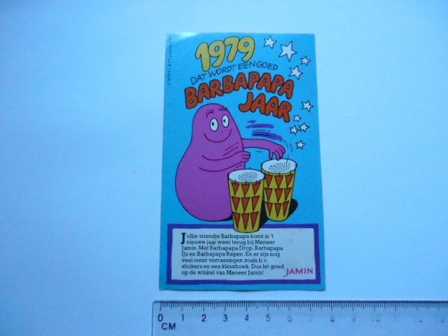 sticker 1979 Barbapapa strip cartoon Jamin snoep ijs  79, Verzenden, Zo goed als nieuw