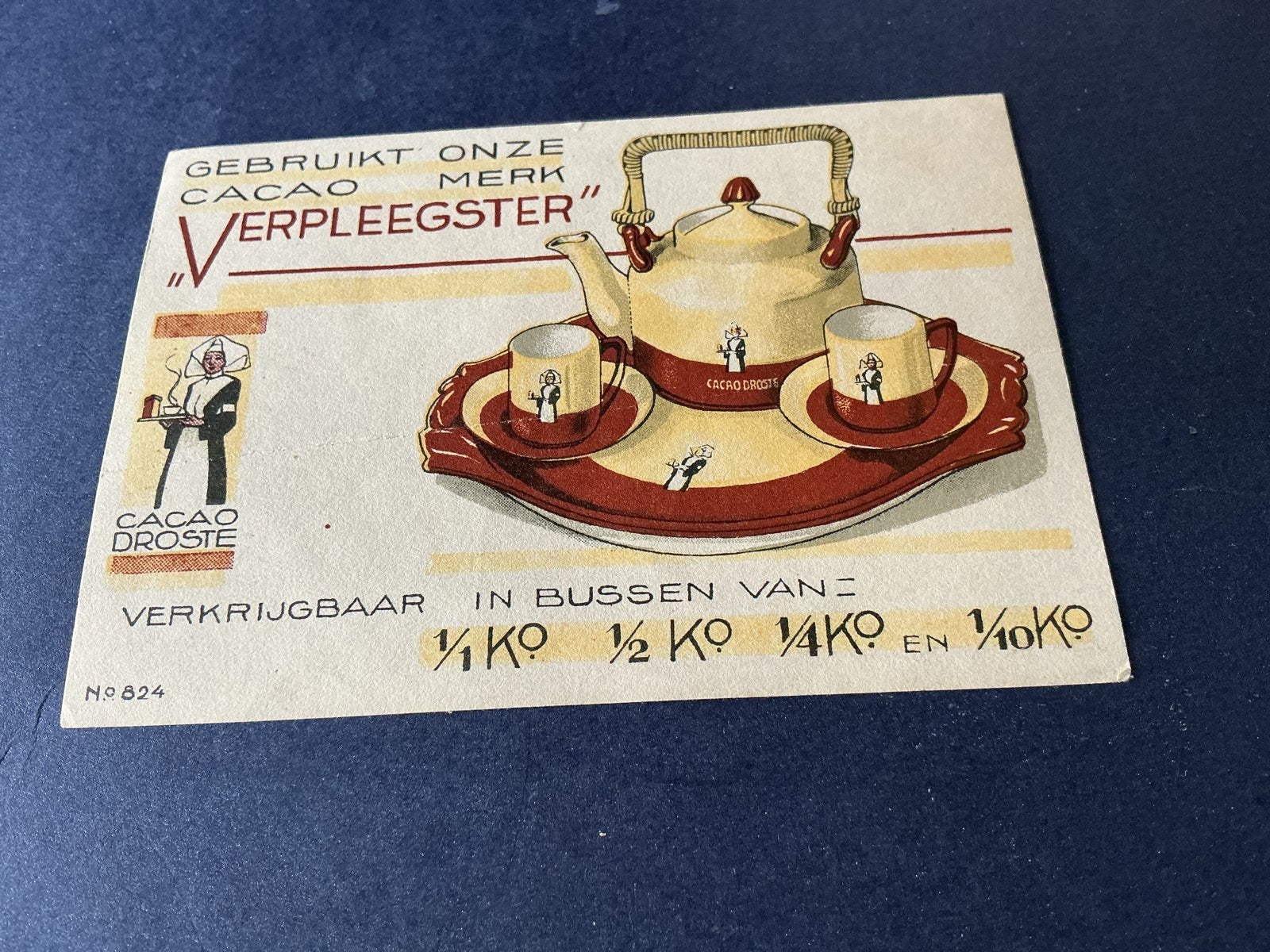 Vintage Droste Cacao Verpleegster Reclamekaart 1937, Verzamelen, Merken en Reclamevoorwerpen, Verzenden, Gebruikt, Overige typen