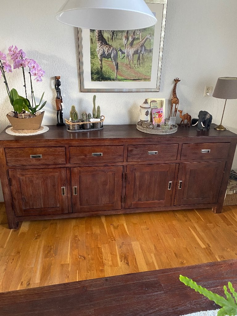 Prachtig dressoir acacia hout, Ophalen, Overige materialen, 150 tot 200 cm, Met lade(s)