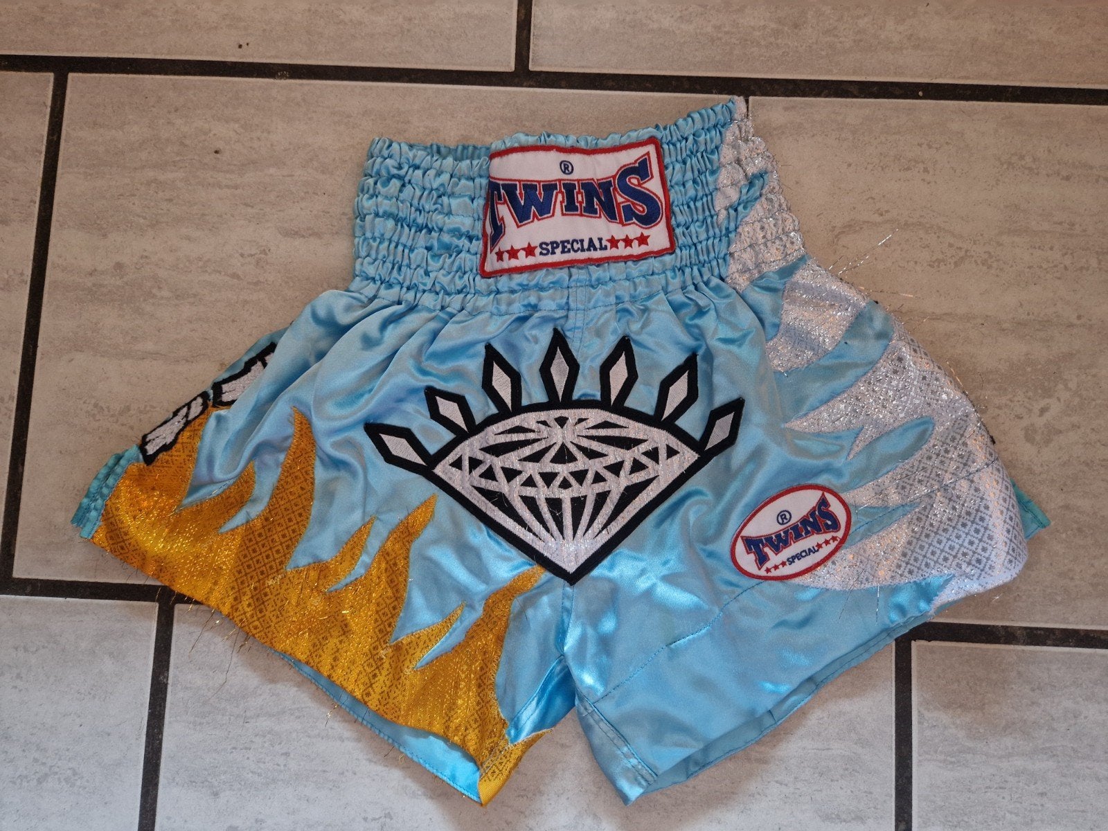 Blauw vechtsportbroekje (Muay Thai/kickboksen) - Maat S, Overige, Ophalen of Verzenden, Zo goed als nieuw, Vechtsportkleding